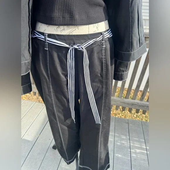 SET! MixIt Stretch Black Jacket & Wide Pants w/ Belt​​​ - Picture 4 of 11